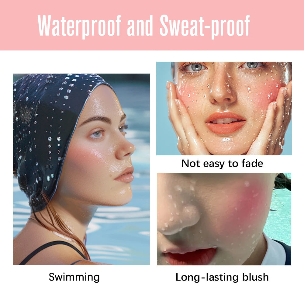Makeup Powder Blush Waterproof And Sweat-proof High Pigment Long Lasting Pink Cream B lifestyle view