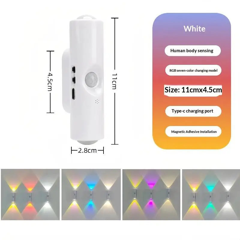 Rechargeable Magnetic Wall Lamp LED Motion Sensor Light Color Night Light Automatic Room detail view