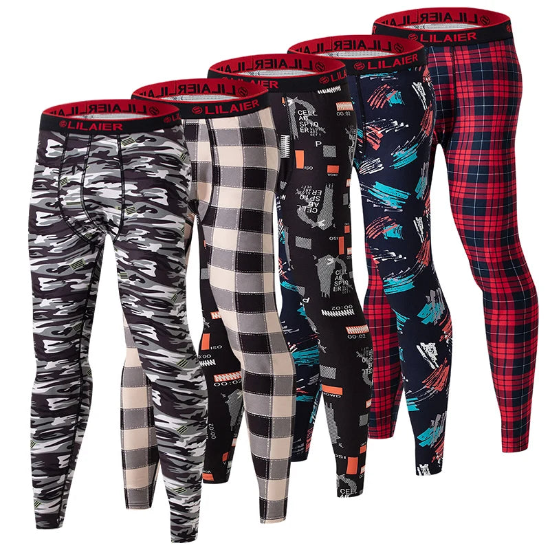 1/2/3 Pieces Of Autumn And Winter Men's Fashionable Printed Autumn Pants With Leggings Comfortable Plus Size Warm Underwear Set