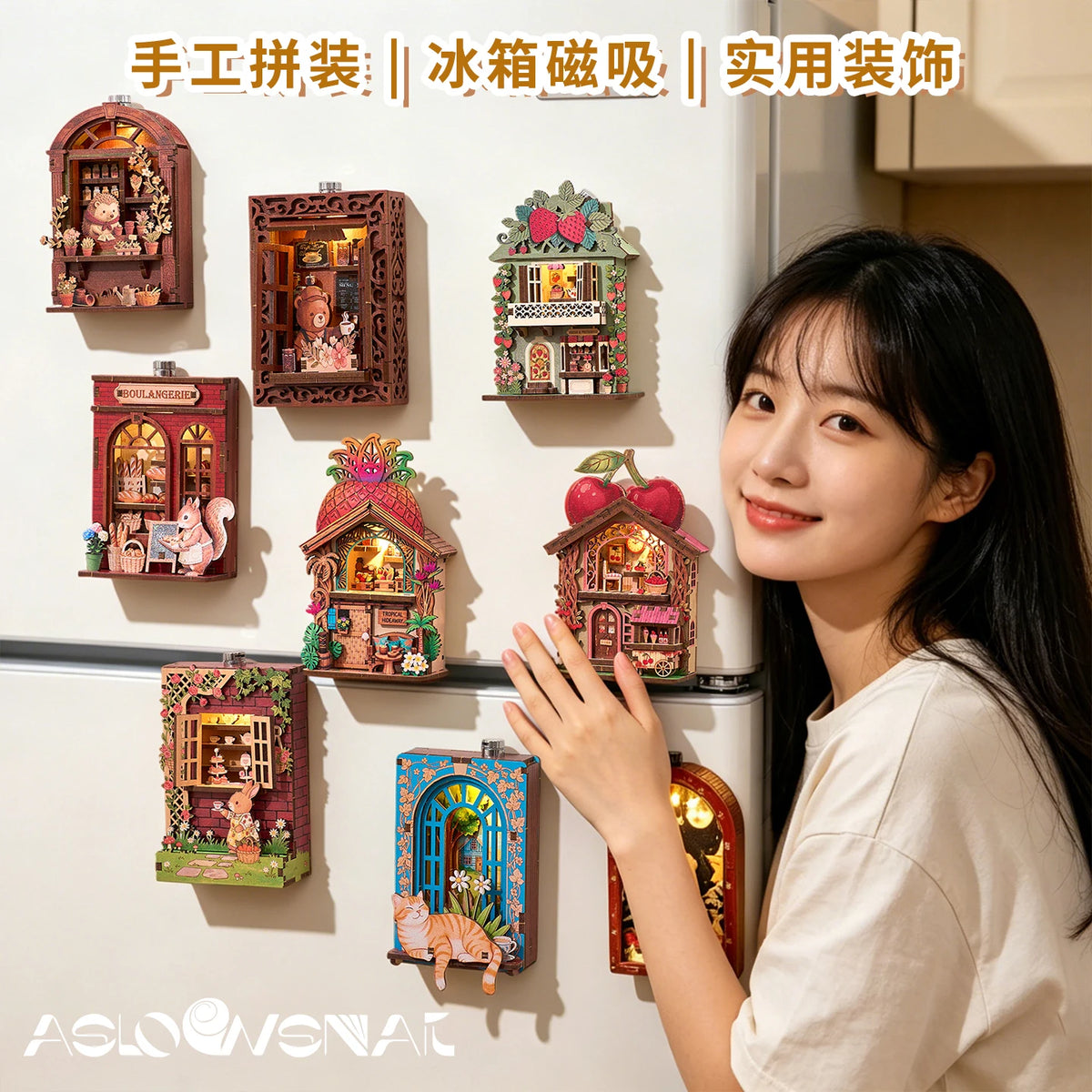 DIY Wooden 3D Puzzle Book Nook Kit Dollhouse Shop Mini House