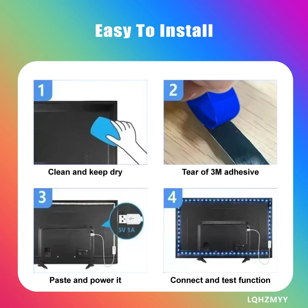 1 Roll of Low-Voltage 5V Color-Changing Rgb Led Light Strip with Multi-Functional 44-K close-up view