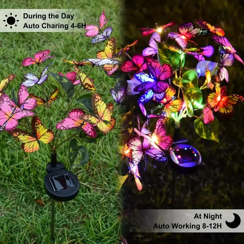 Solar LED Butterfly Garden Lawn Lamp Outdoor Waterproof