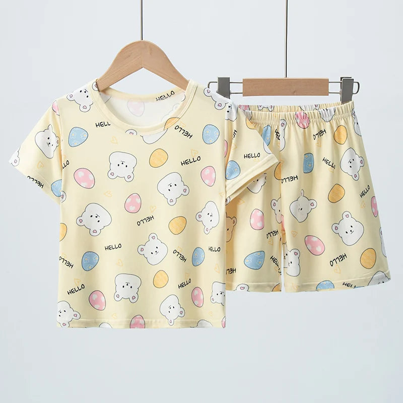 2-Piece Summer Kids Shorts Set Casual Home Outdoor