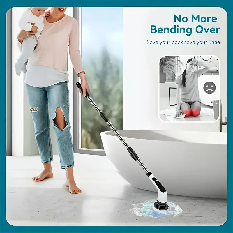 Electric Rotating Cleaning Brush with Telescopic Handle