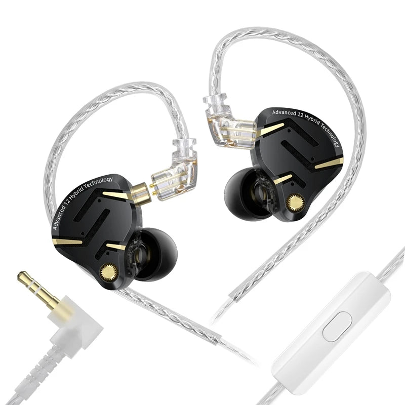 In Ear Monitor KZ ZS12 Pro 2 Hybrid 1DD+5BA Wired IEM Earphones with High Purity Silve close-up view
