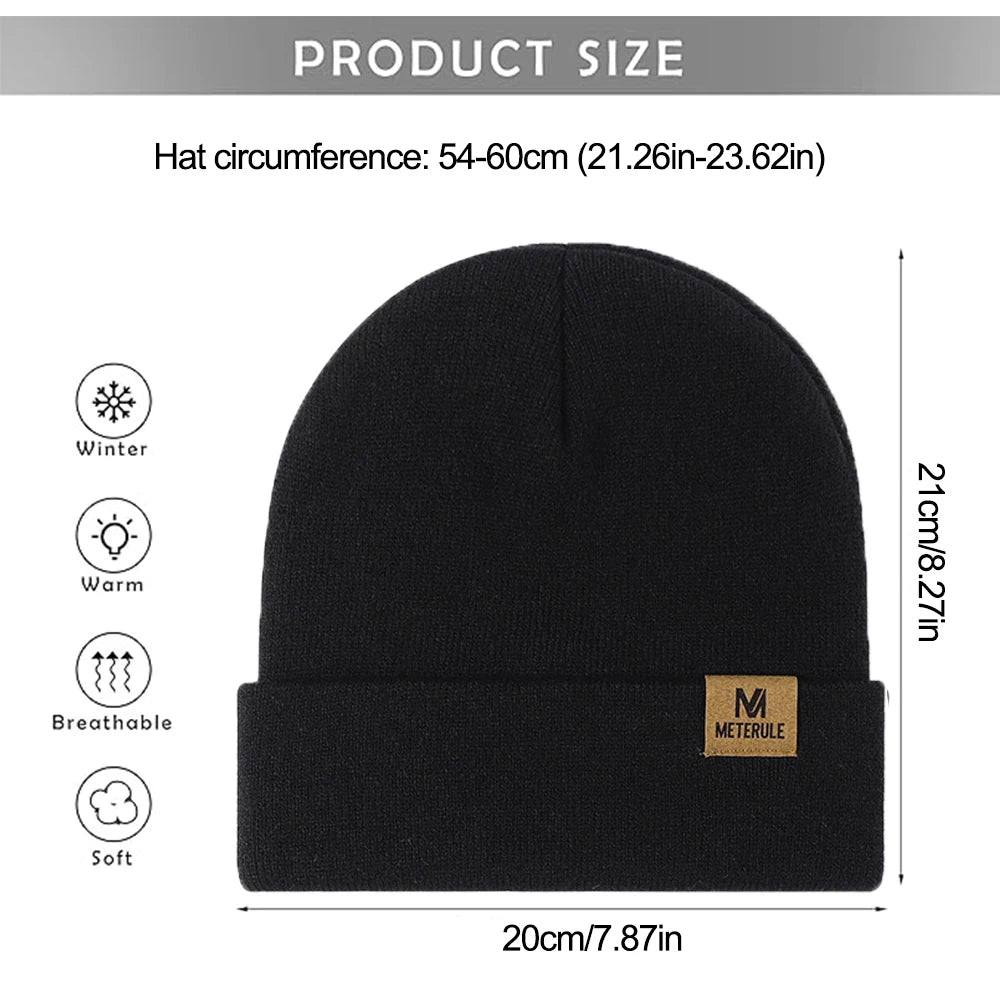 Unisex Knitted Beanie Hat Cotton Acrylic Winter Hat