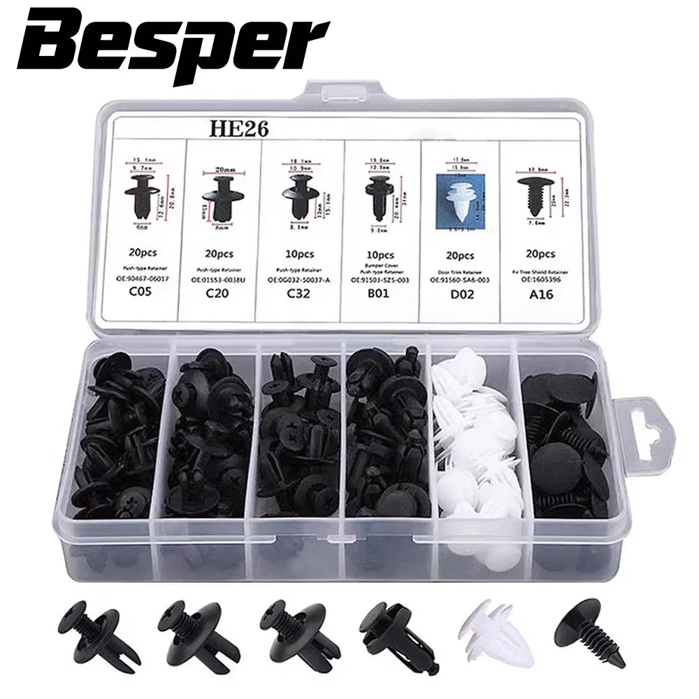 Nylon Car Body Push Trim Fastener Clip Kit