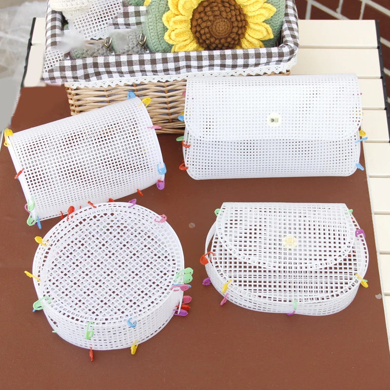 Mesh Plastic Canvas Transparent Handbag Kit Knitting Shoulder Bag Plastic Handmade Bag Piece Yarn DIY Accessories Hooked Bag