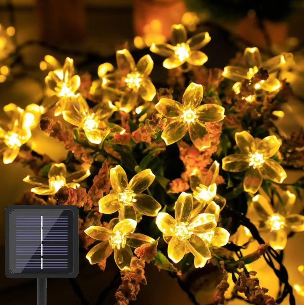 Solar LED String Lights Cherry Blossom Flowers 8 Modes