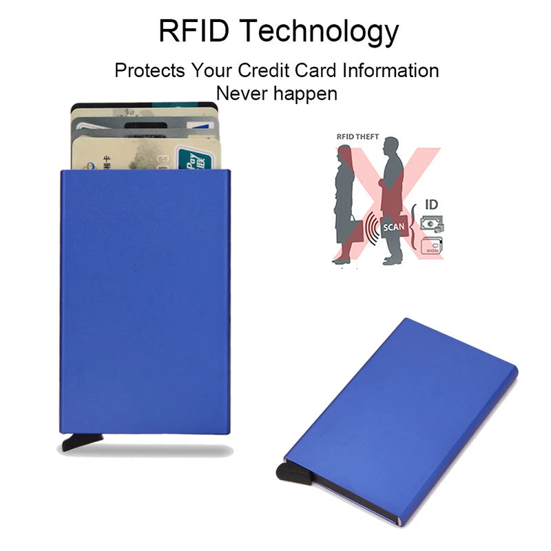 Rfid Metal Slim Card Holder Pop Up Minimalist Wallet close-up view