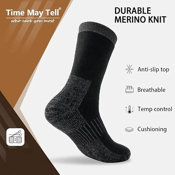 Merino Wool Thermal Socks, 3 Pairs, Knit