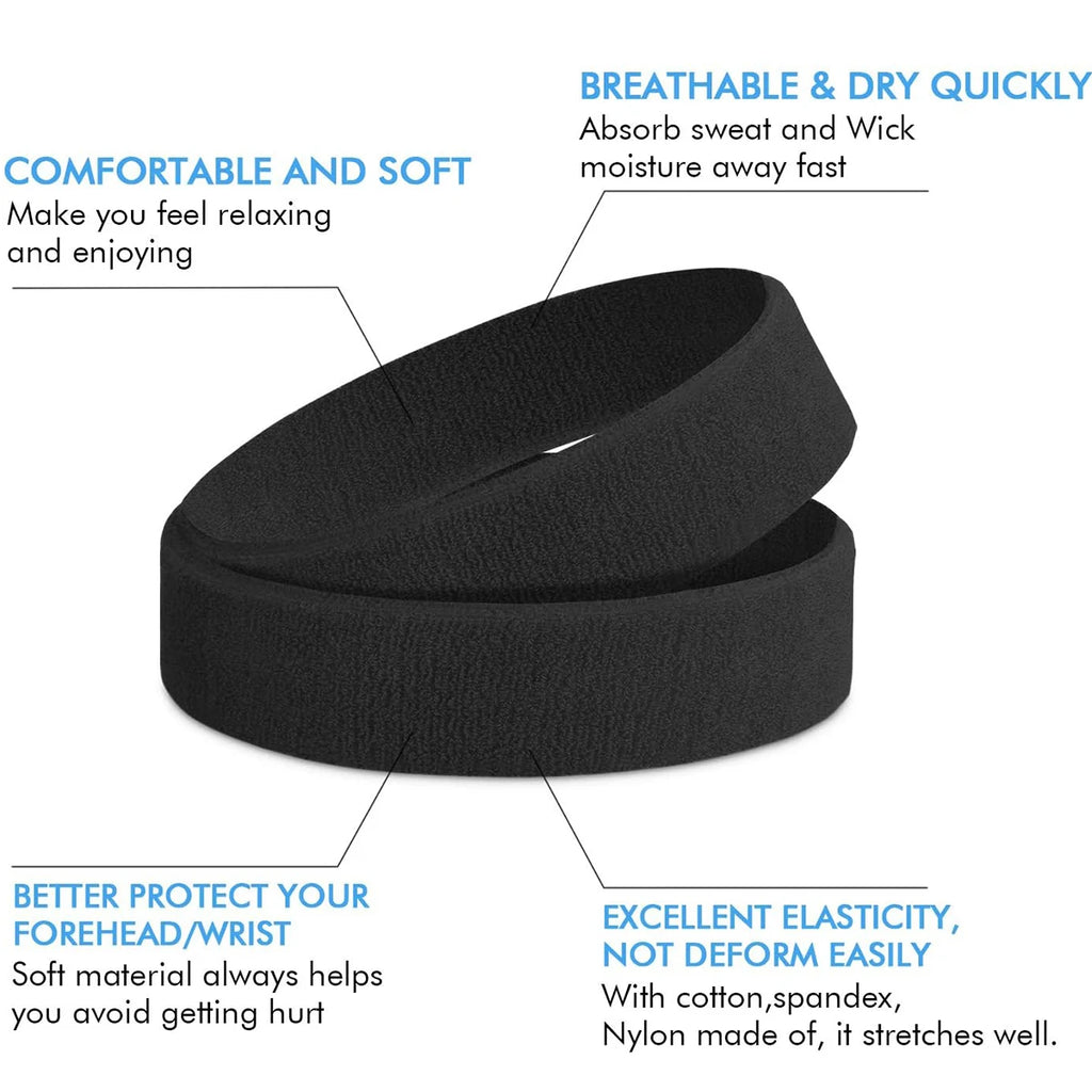 3-Piece PU Sports Headband Set for Tennis, Basketball, Running, Gym
