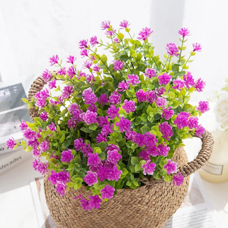 Artificial Plastic Eucalyptus Flowers Vase Decor