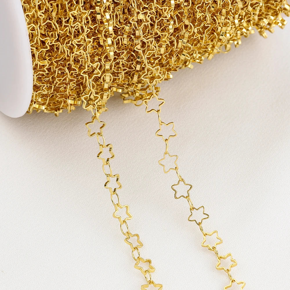 1 Meter 5mm Hollow Star Copper Chain Link for DIY Necklace Bracelet
