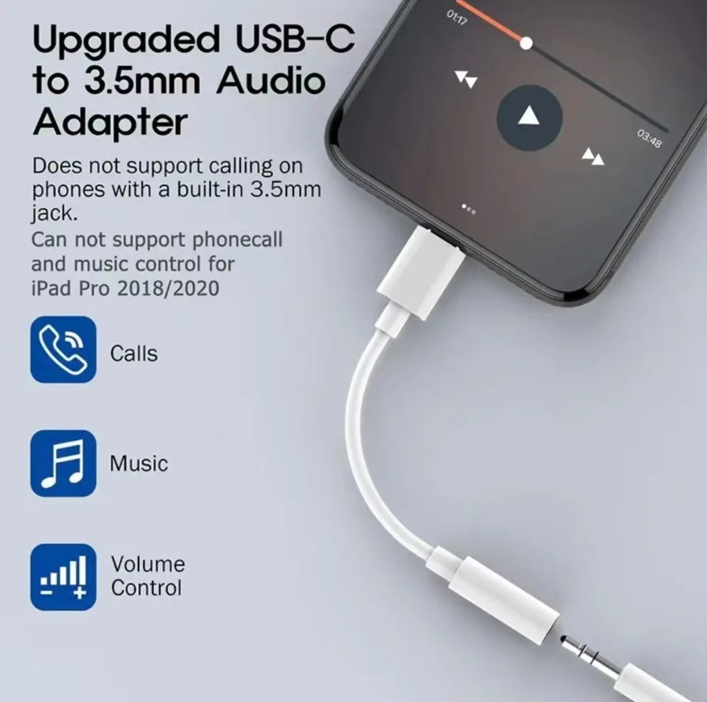 Type-C to 3.5mm Aux Audio Adapter close-up view