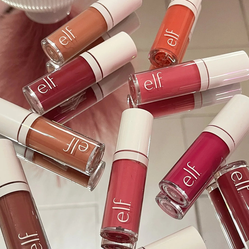 Elf Fruit Flavor Lip Gloss Power Grip Primer Cream Blush Lip&Cheek Liquid Powder Blush close-up view