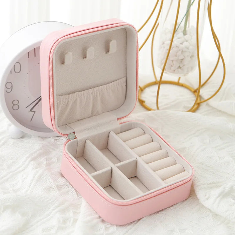 Single Layer Leather Jewelry Box Travel Storage Box lifestyle view