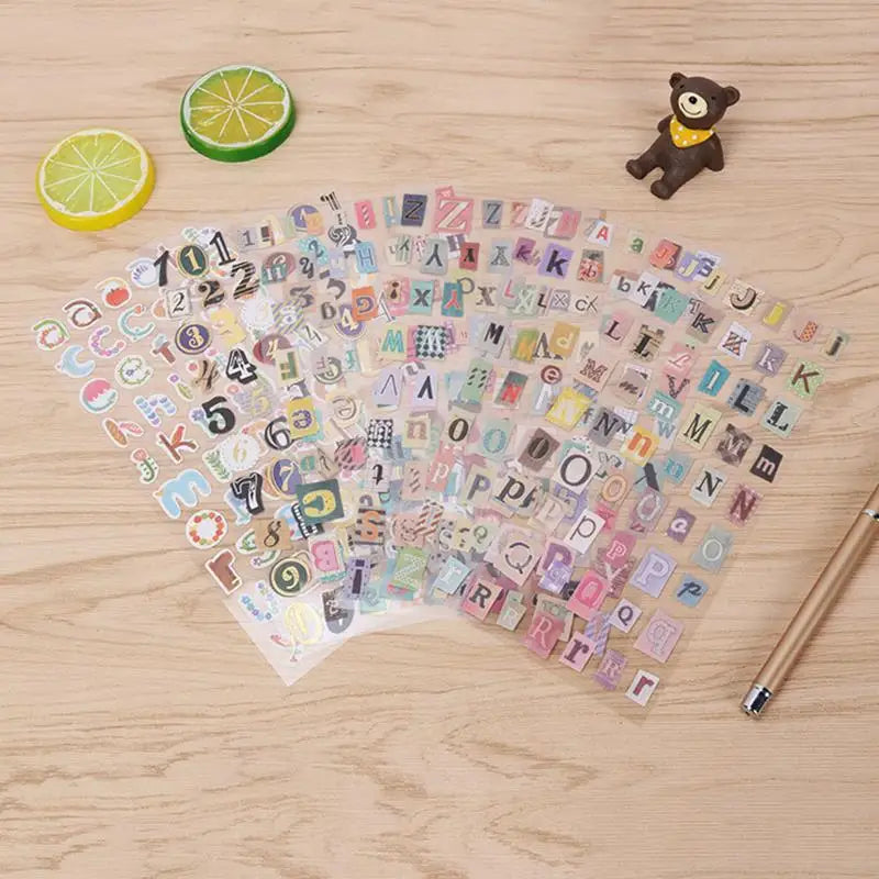 Alphabet Number Retro Stickers for Scrapbooking | 6pcs