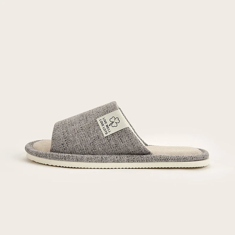 Linen Home Slippers For Men Comfortable Bedroom Open-Toed Breathable lifestyle view