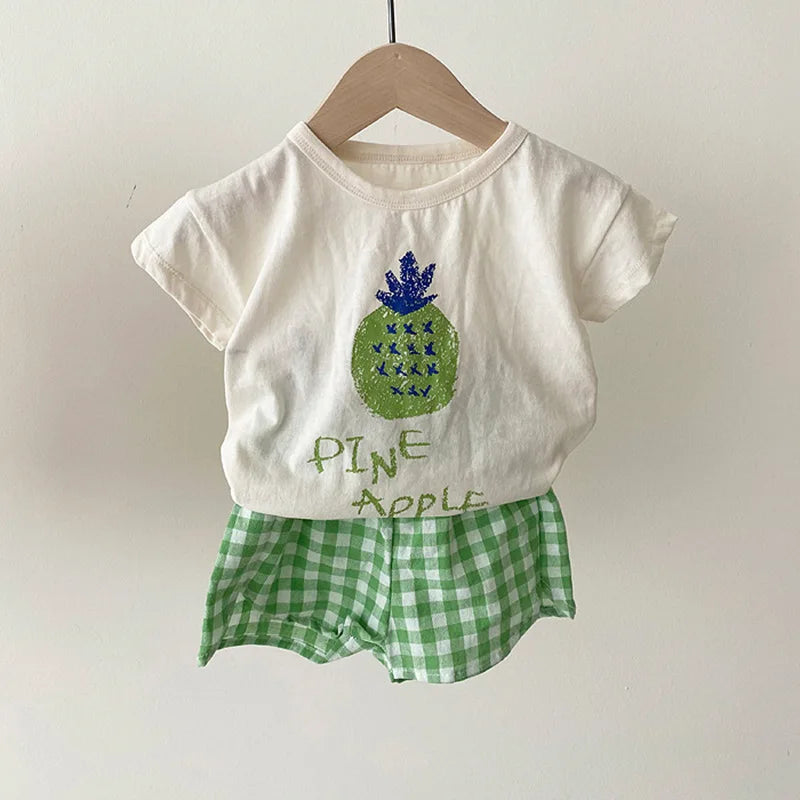 Baby Pajamas Sets Cotton Toddler Summer Sleeveless Kids Cartoon Nightwear lifestyle view