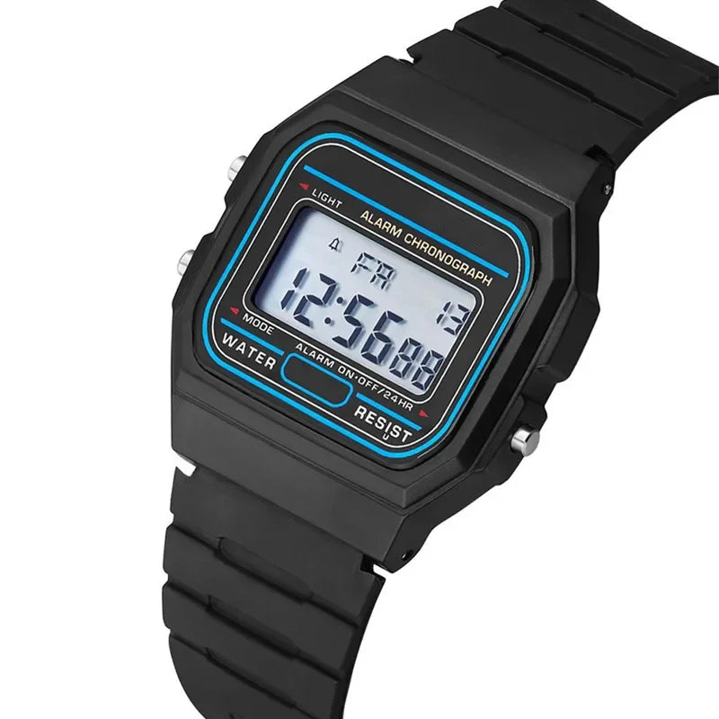 Men's Sport LED Digital Watch Simple Small Square Dial Electronic Silicone Band Fashion Casual Mens