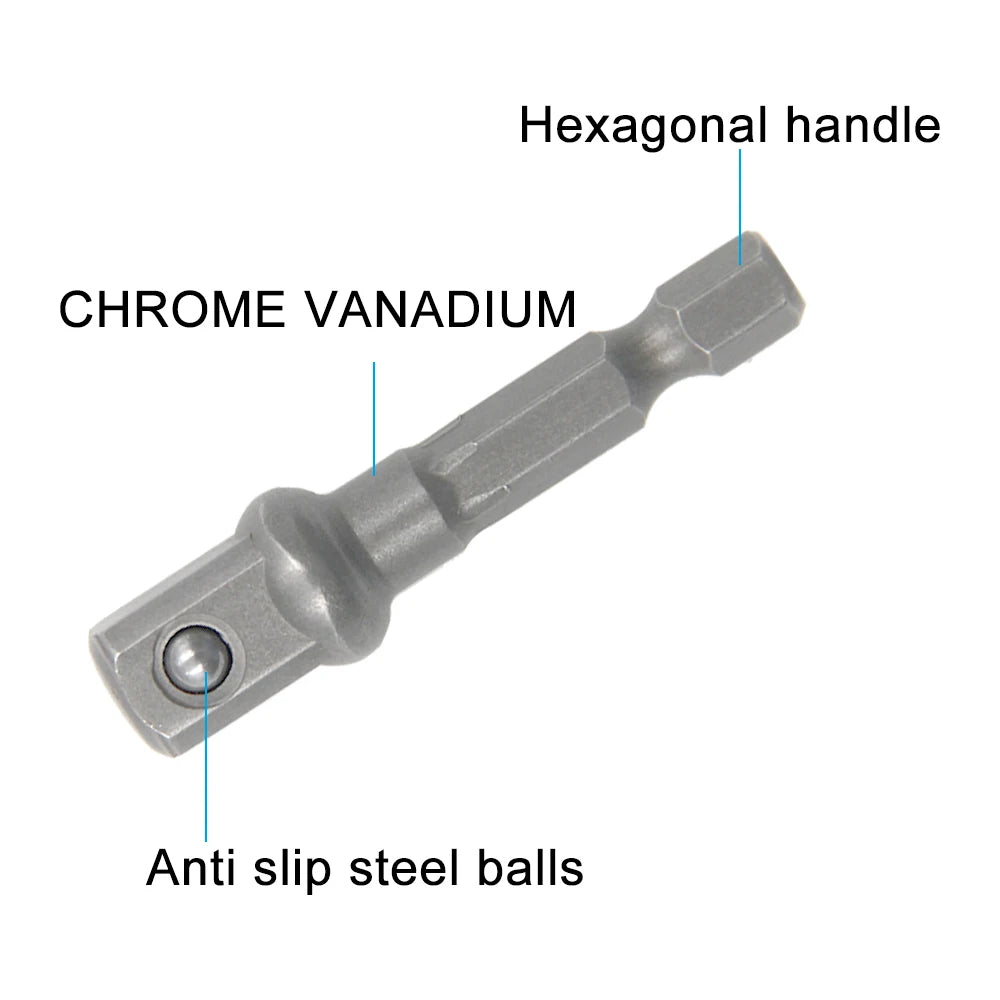 3PC Hexagonal Handle Natural Color Extension Rod 50mm Adapter 1/2 Screwdriver 3/8 Square Head 1/4 Sleeve Electric Tool Accessori