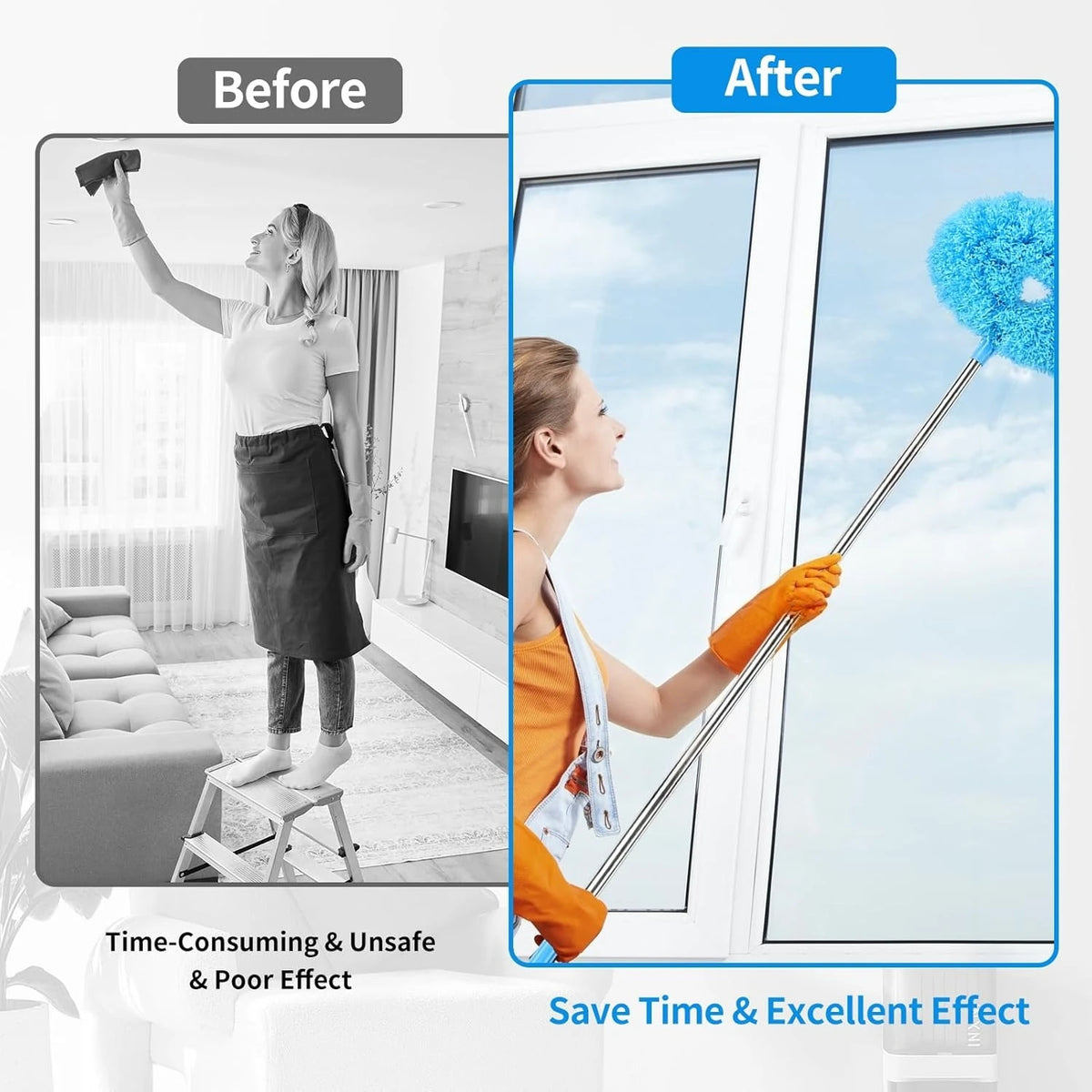 Telescopic Electrostatic Dust Duster Stainless Steel Microfiber Brush
