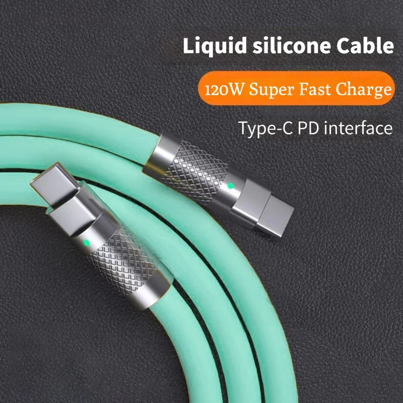 USB C to USB C Charging Cable 120W 6A Liquid Silicone PD Fast Charge additional angle