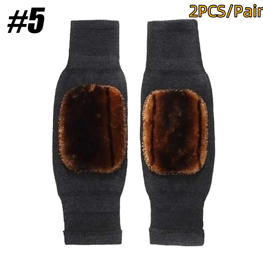 1Pair Unisex Cashmere Wool Knee Brace Pads Winter Windproof Leg Warmers Thicken Lengthen Breathable Elastic Knees Sleeves