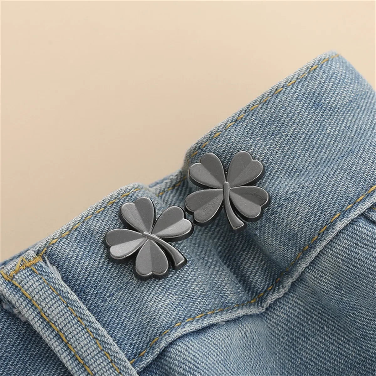 1 Pair Jeans Button Adjustable Clips for Pant Skirts Waist Tightener Buckle Snap Butt alternate view