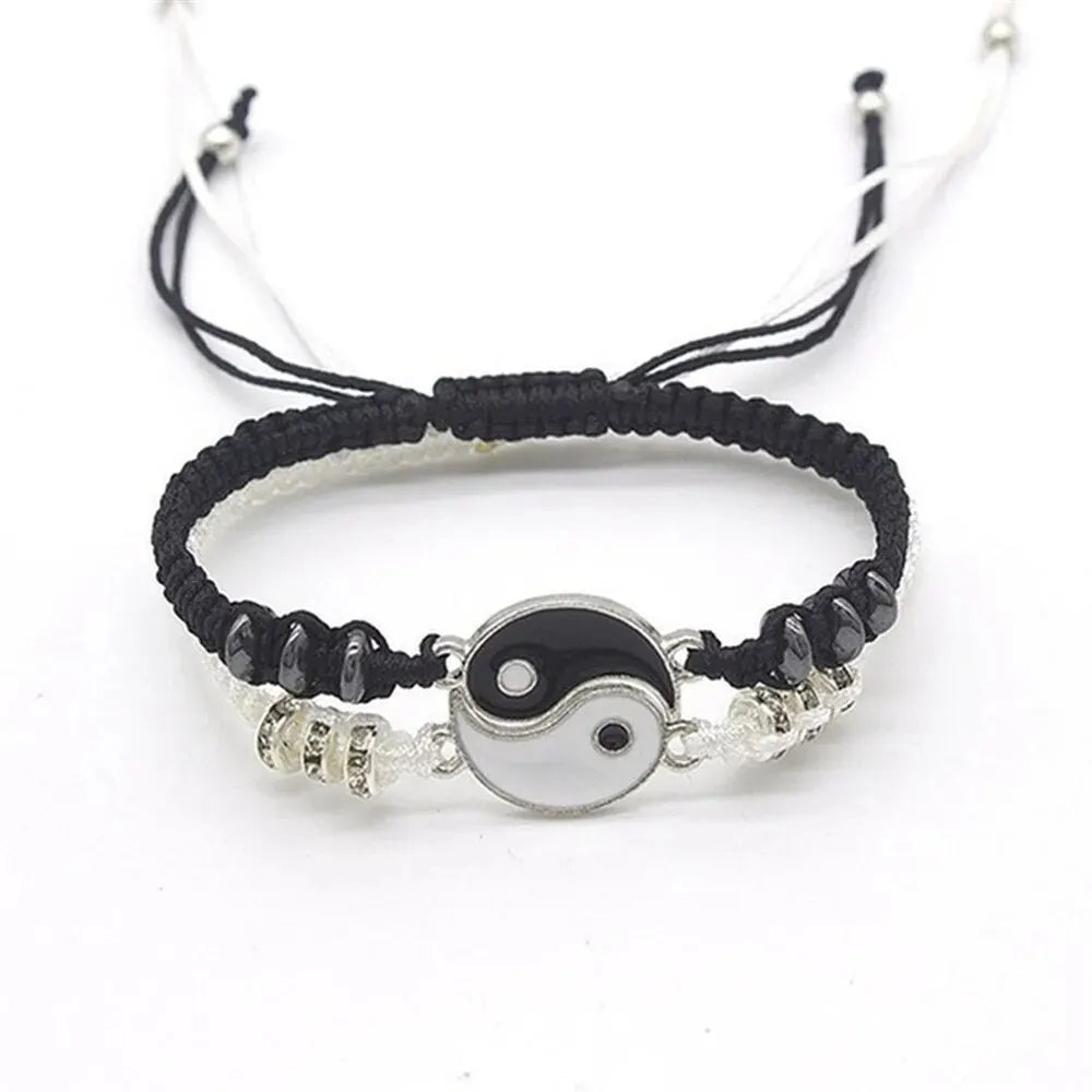 Couple Tai Chi Charm Bracelet Set Rope Chain detail view