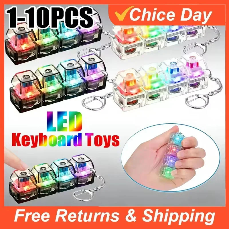 LED Keyboard Keychain Stress Reliever Desk Toy