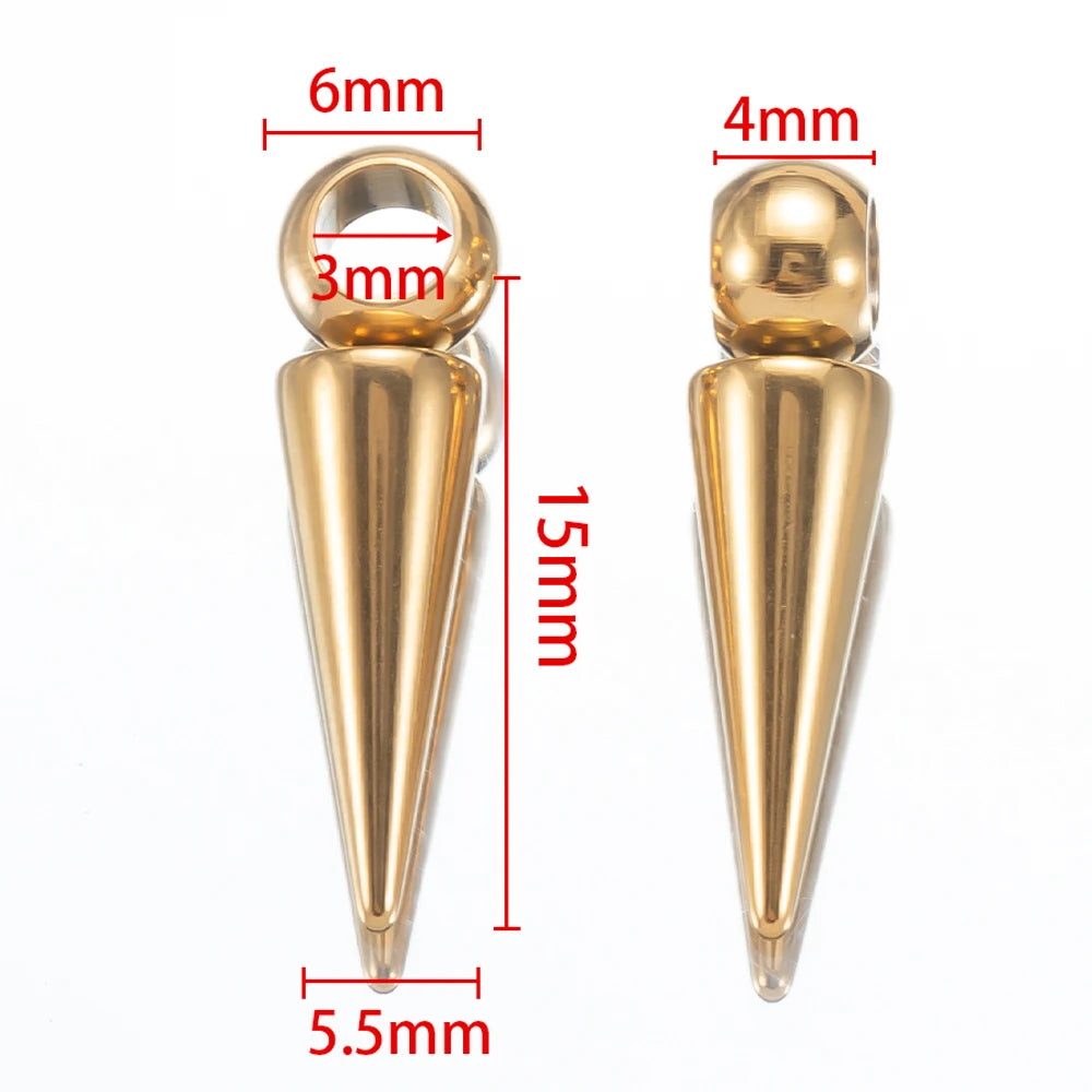 10pcs Stainless Steel Cone Pendants Retro Spike Pendants for DIY Jewelry Making Supplies