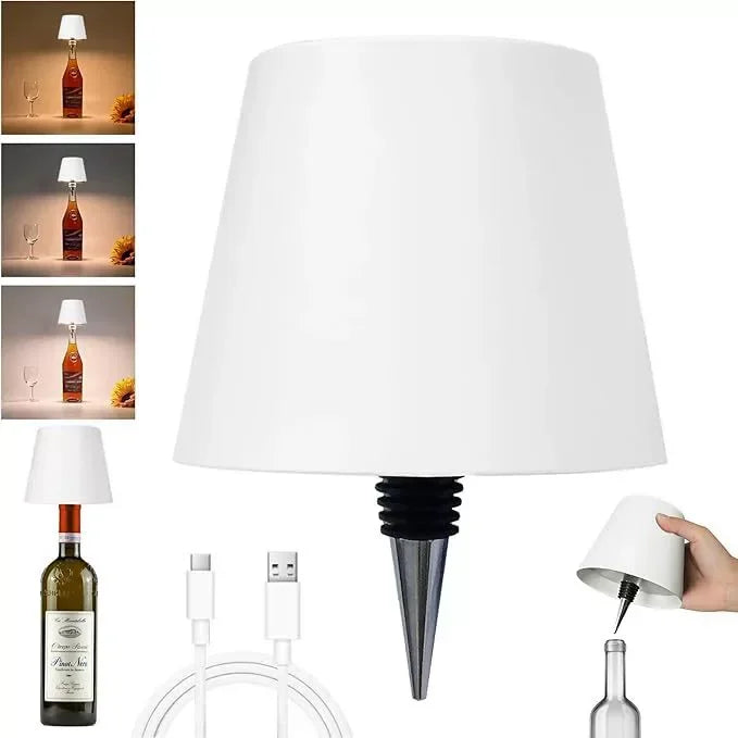 Lampe De Table En Forme De Bouteille Sans Fil, Commande Tactile, 3 Couleurs, Gradation close-up view
