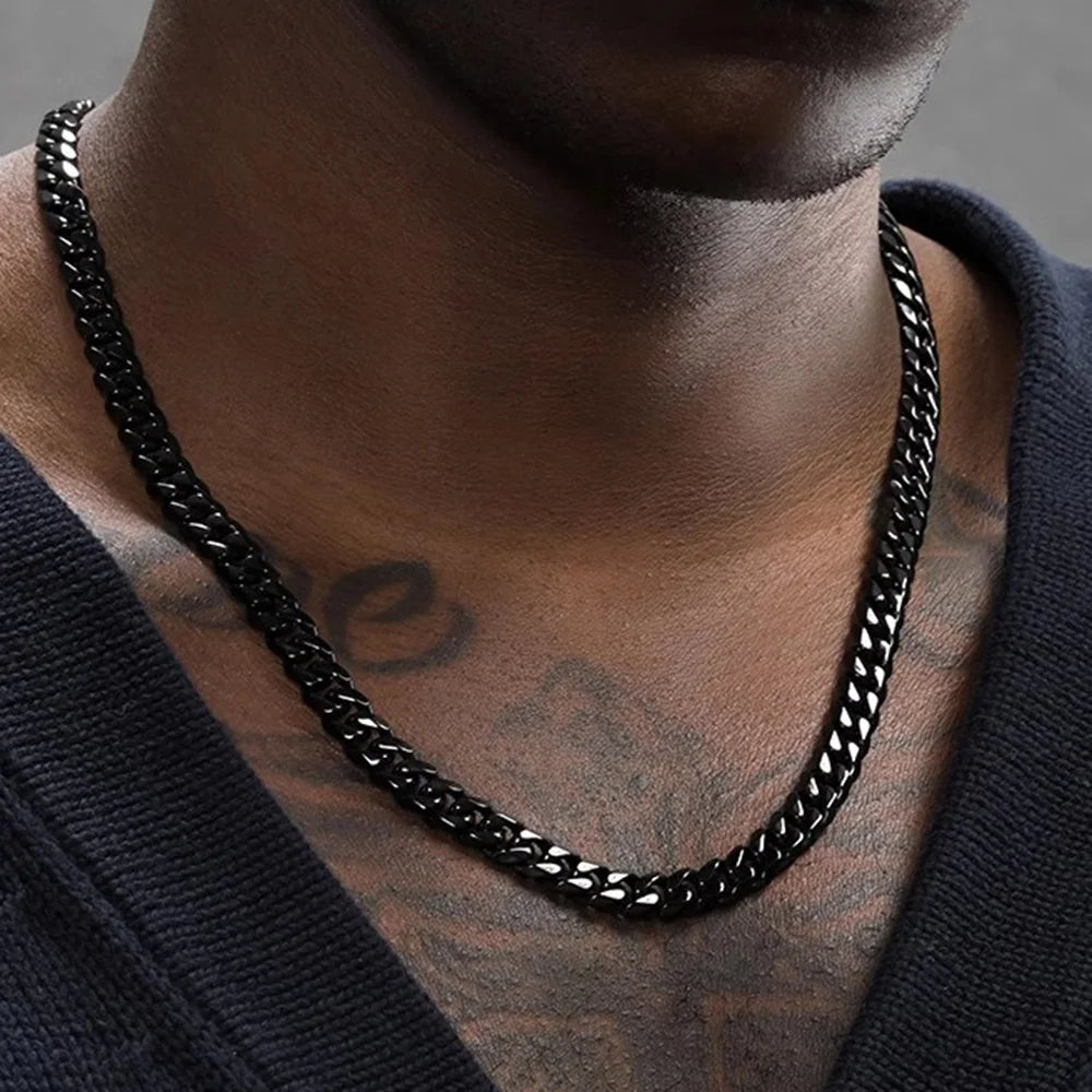 Stainless Steel Cuban Link Chain Necklace 3mm 5mm 7mm lifestyle view