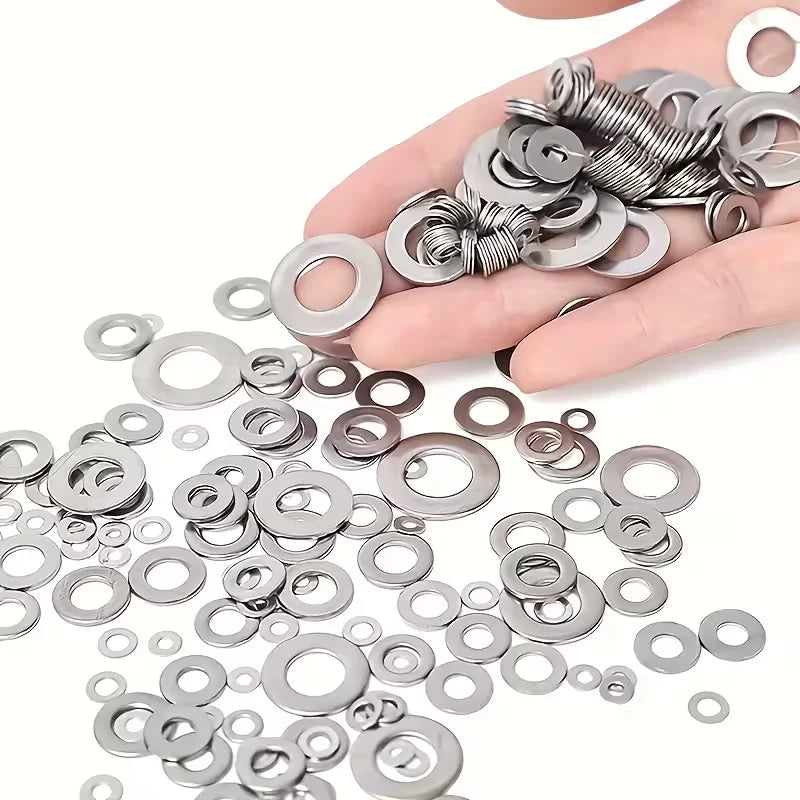 Stainless Steel Flat Washer Assortment Kit, 180 Pcs close-up view