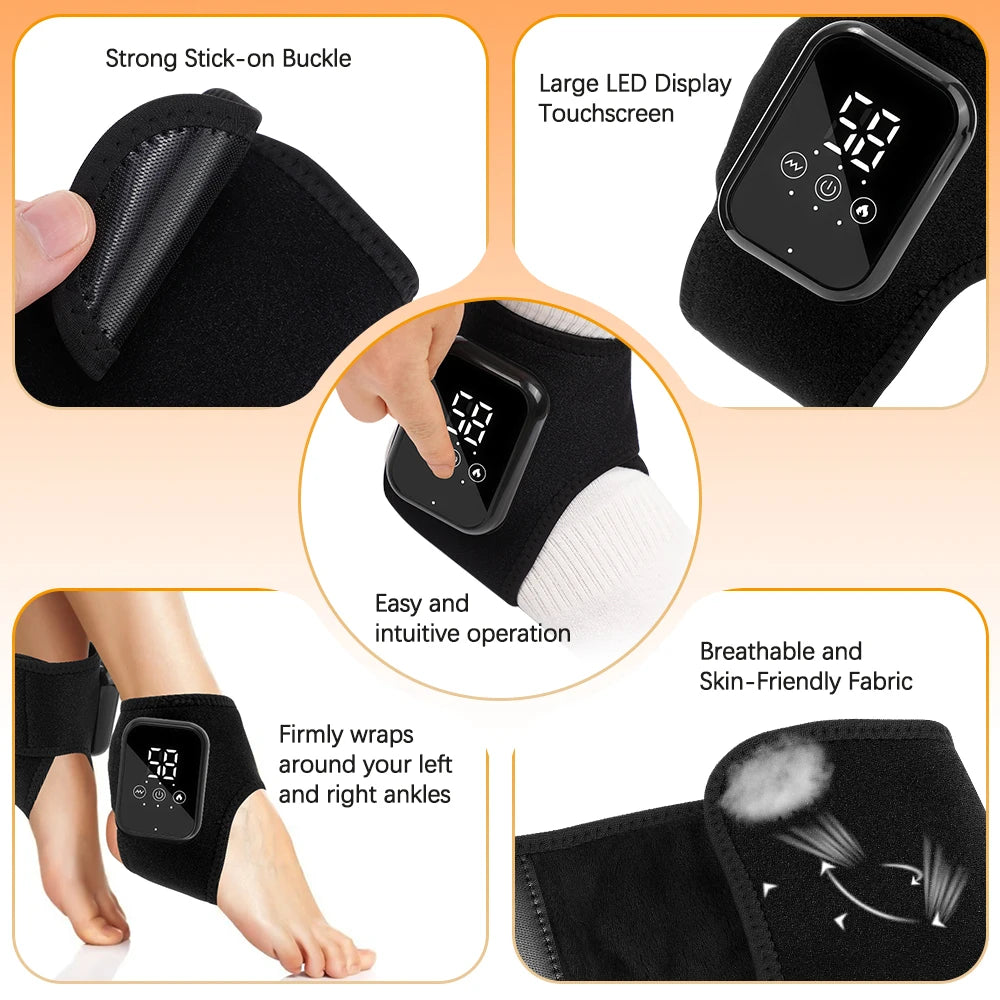 Electric Ankle Massager Heated Wrap with Vibration