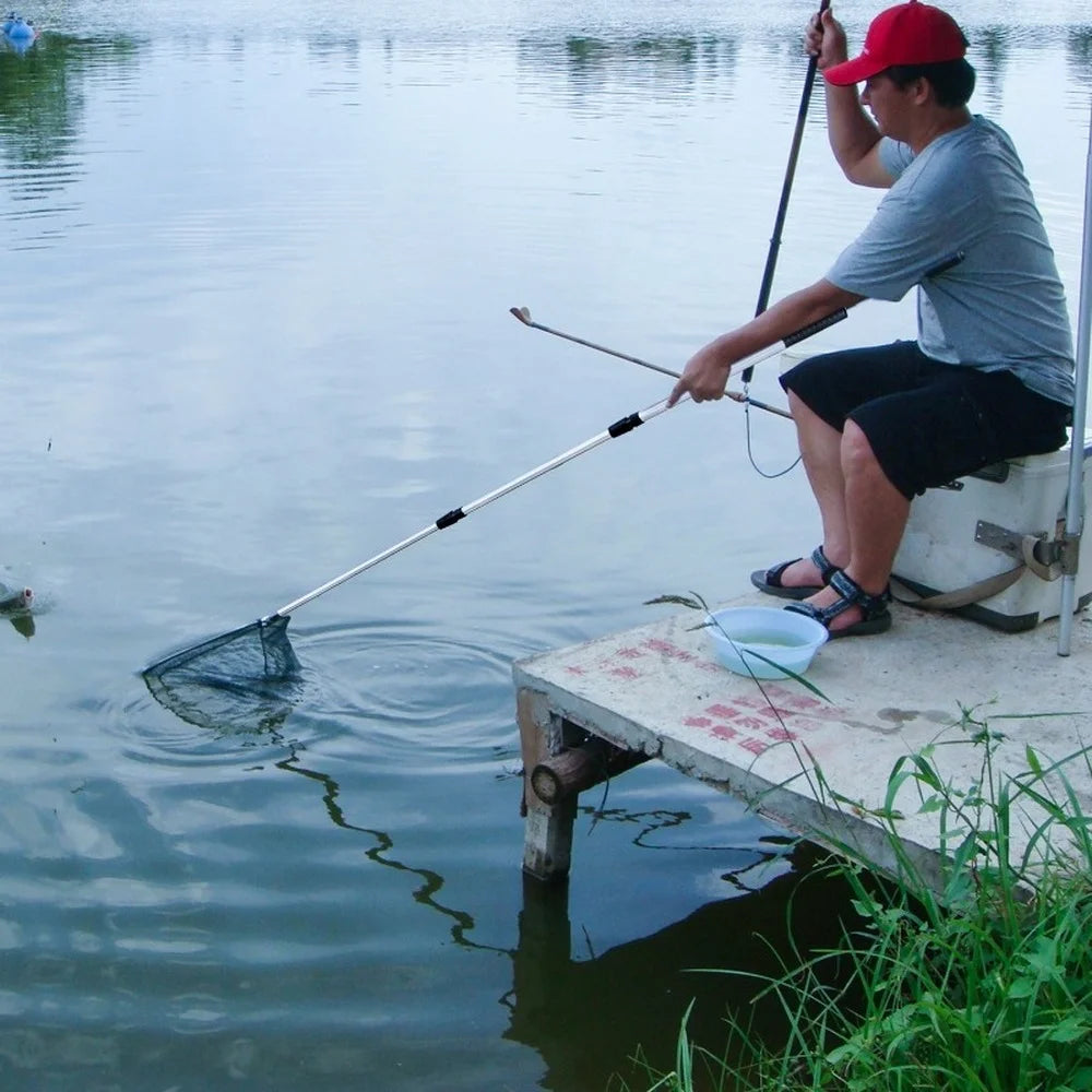 Telescopic Landing Net Folding Fishing Pole Extending Fly Carp Sea Mesh