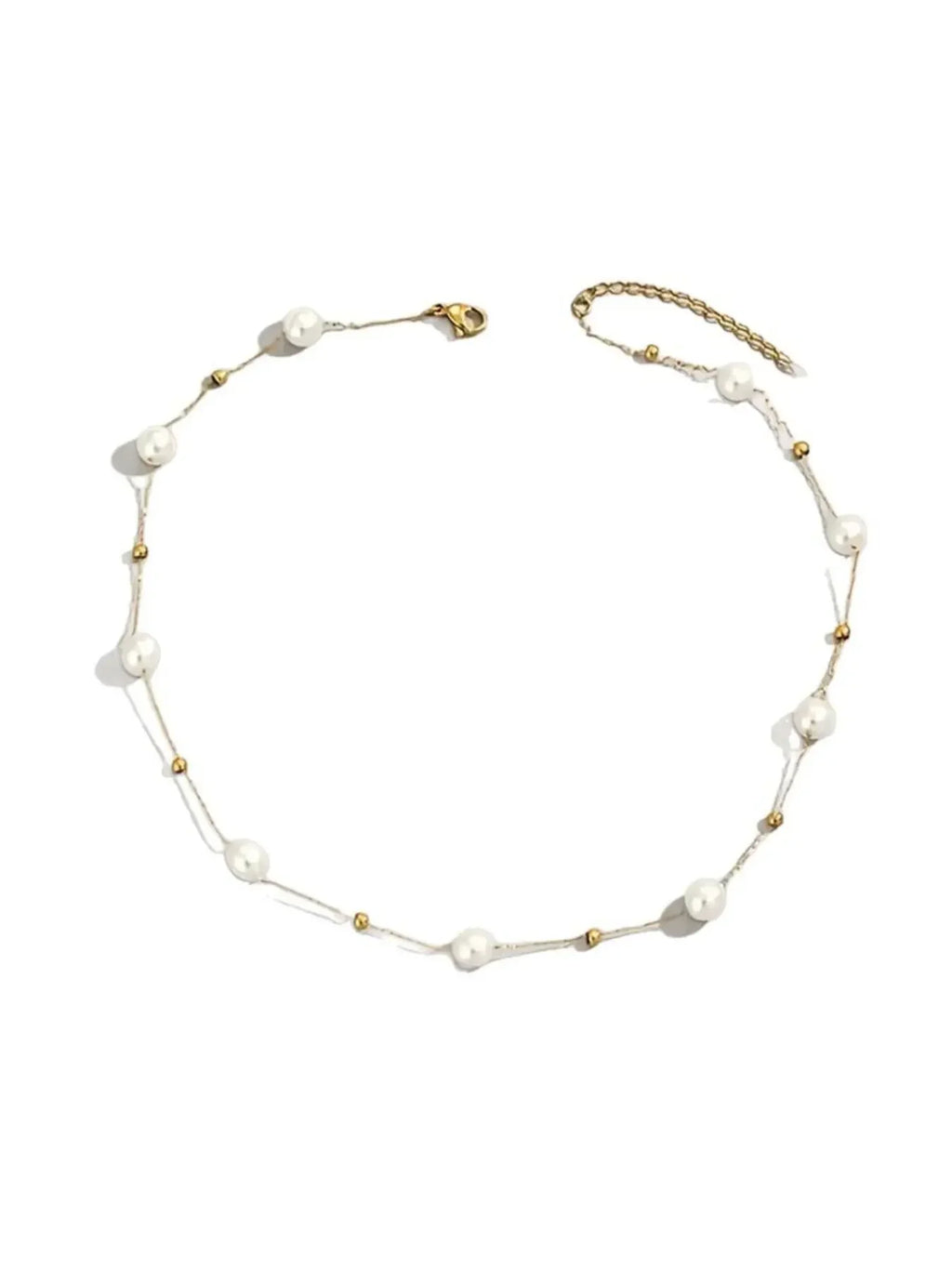 Elegant Pearl Necklace, Dainty Pearl Necklace, Adjustable Alloy Chain, Baroque Styl additional angle