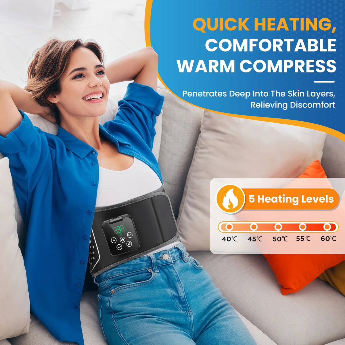 Heating Massage Waist Belt With Vibration and Air Support