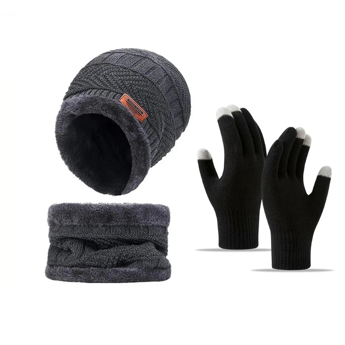 Men's Windproof Hat, Outdoor Winter Scarf, Gloves, Three-Piece Neckline, One Plus Cashmere Insulated Knit Hat Official Website