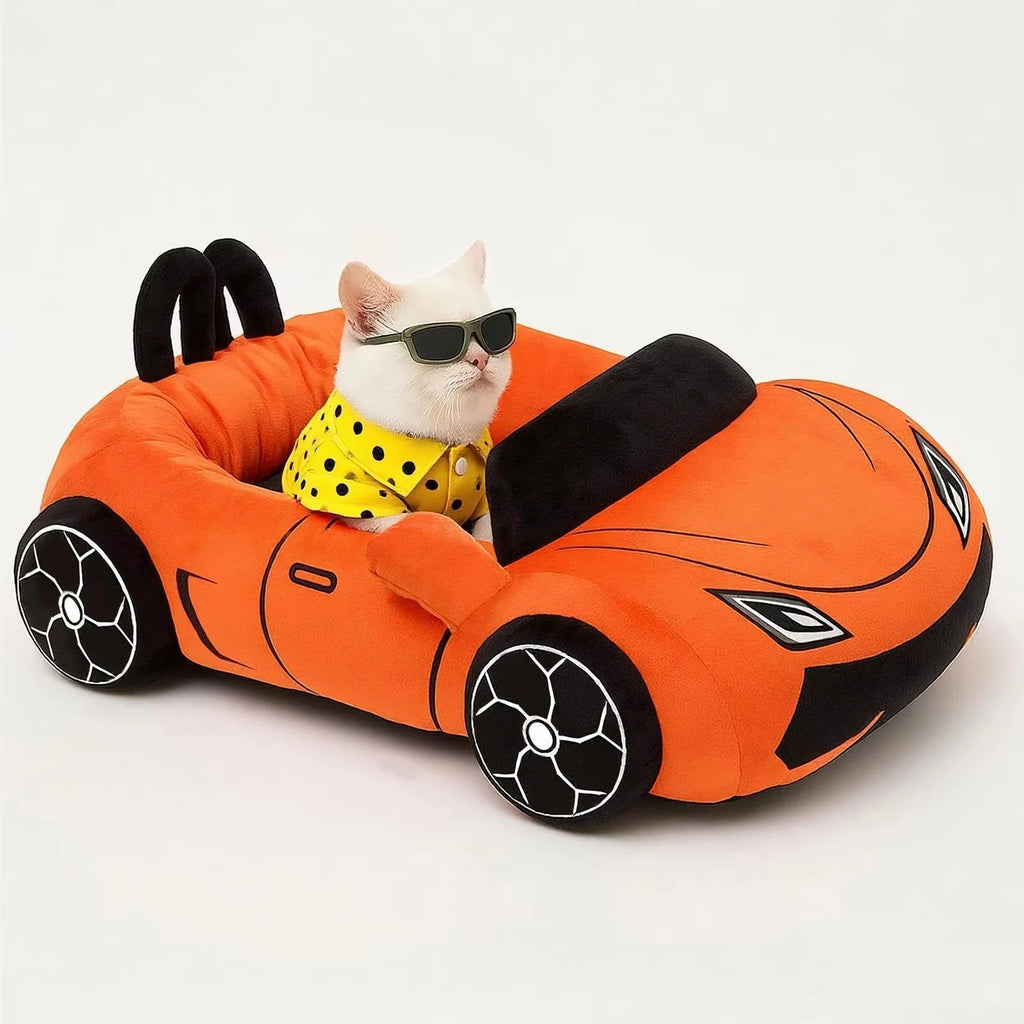 Supercar Cat Bed Coral Fleece Pet Mat with Pillow 17 x 15 Inch
