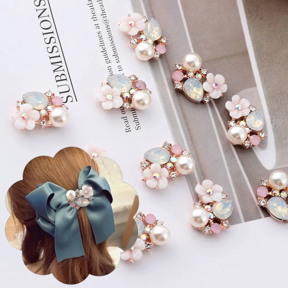 10Pcs Exquisite Garment Buckle Flower Rhinestone Pearl Buttons DIY Craft Sewing Accessories Apparel Clothing Decoration