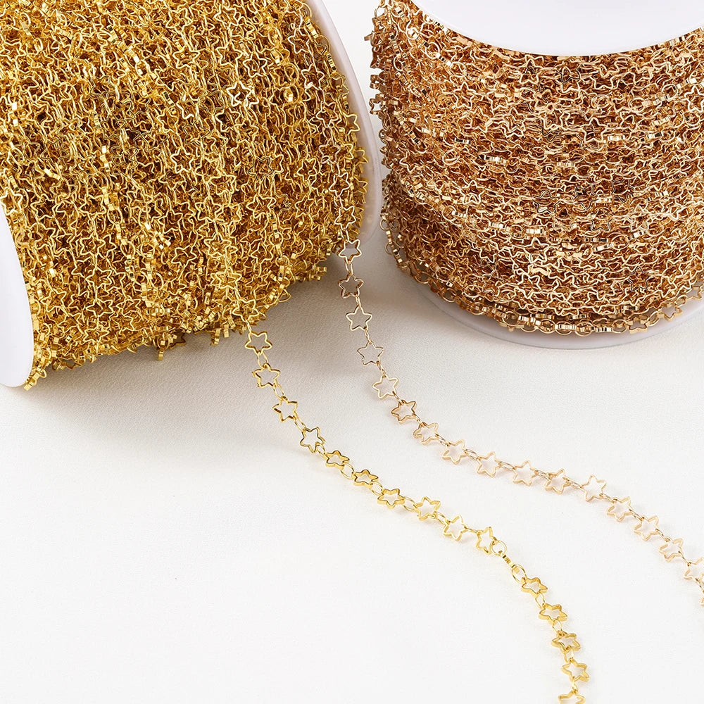 1Meter 5mm Hollow Star Copper Chains Link Handmade DIY Necklace Bracelet Anklets Jewelry Making Supplies