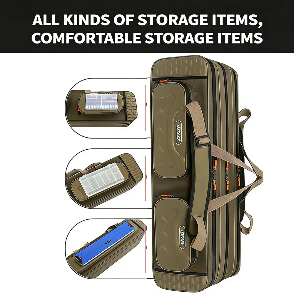 Fishing Rod Bag 80-130CM 1680D Oxford Multi-Layer Tackle Case