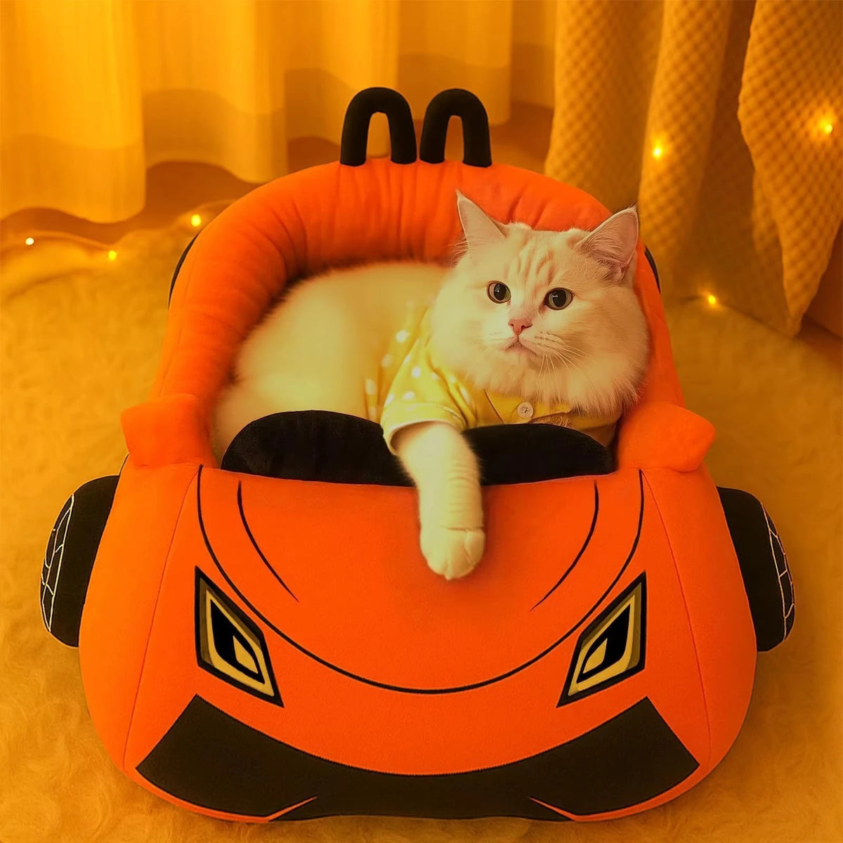 Supercar Cat Bed Coral Fleece Pet Mat with Pillow 17 x 15 Inch