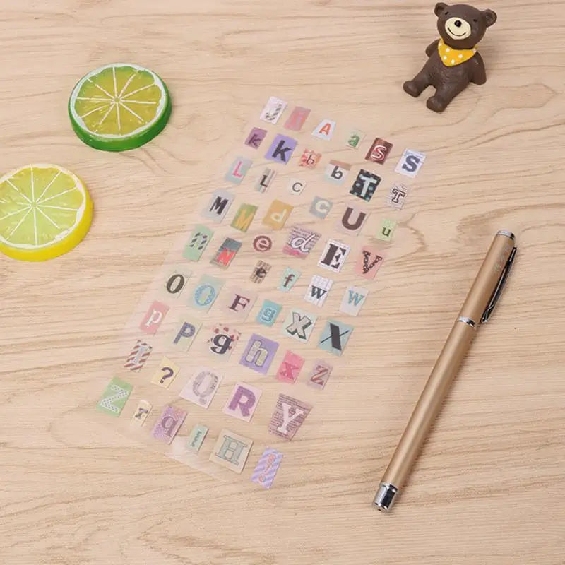 Alphabet Number Retro Stickers for Scrapbooking | 6pcs