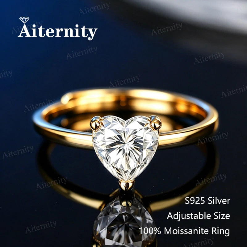 0.5-2CT Pear/Oval/Radiant Moissanite Rings For Women Real S925 Silver with GRA Certifica detail view