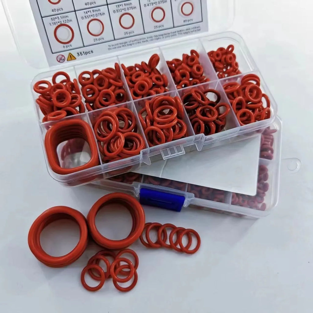 Silicone O-Ring Set, 351 Pcs, 10 Sizes additional angle