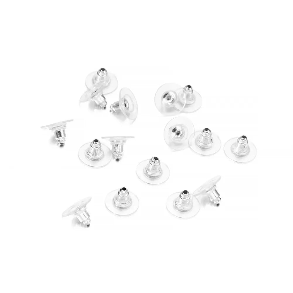 100Pcs Rubber Earring Backs Post Nuts Silicon Steel Earnuts Stud Earring Back for DIY Je detail view